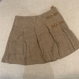 Christian Lacroix Tan Plaid Mini Skirt with Buckles